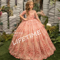 Flower Girl Dress Princess Luscious Tulle Fluffy Skirt with Upon Layers of Horsehair Braid Trimmed Puffy Ball Gown