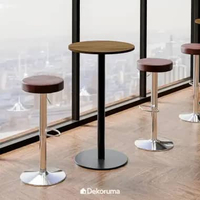 Dekoruma MASON Meja Bar Bundar Kayu Minimalis / Meja Cafe Bulat 60CM New London Elm - Cokelat Muda