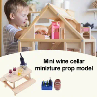Dollhouse Wine Set Miniature Wine Cellar Set with Wine Bottles Box for Dollhouse Playhouse Accessories for Kids for Dollhouse