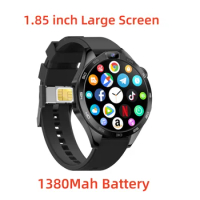 Round Smartwatch 4G Men Upgrade Chip SIM Card 8GB+128GB Android 8.1 Dual Camera WIFI GPS 1.85" Scree