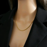Kalung titanium lapis emas asli 24k cocok untuk pria & wanita anti karat & anti luntur dengar