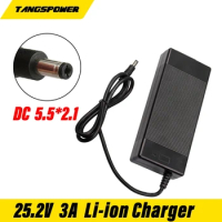 25.2V 3A Lithium Li-ion Battery Charger 6Series For 21.6V 22.2V 24V Lithium Li-ion Battery Pack For Electric Drill Ebike Scooter
