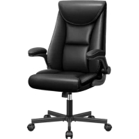 Executive Office Chair, Leather Ergonomic Office Chair Big and Tall Home Office Desk Chairs (Black)