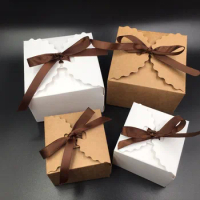 20pcs/Lot Cute Kraft Paper Candy Box Wedding Favors Gift Candy Boxes cake gift box Cookies box Birthday party supplies