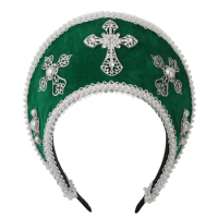 Women Cross Tudor Crown Renaissance Headpiece Royal French Court Hood Coronet Headwear