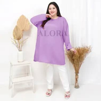 TUNIK KAOS JUMBO POLOS - TUNIK KAOS WANITA POLOS LD 120 cm - LD 130 cm - LD 140 cm 3XL LILAC