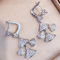 Custom Solid 10K White Gold Women Drop Earrings Push Earring Back Moissanite Diamonds Wedding Party Engagement Anniversary