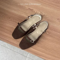 Nuru Urban Anne Sepatu Flatshoes Kerja Wanita Mary Jane Suede 40 BROWN
