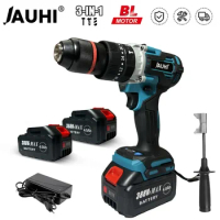 JAUHI 125N.m Electric Cordless Brushless Impact Drill Wireless Screwdriver Power Tools 13mm 20 Torque For Makita Li-Ion Battery