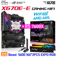 ASUS ROG STRIX X670E-E GAMING WIFI Motherboard + R5 7600X RYZEN CPU With DDR5 5600MHz 16GB*2pcs RGB Memoria EXPO RAM Suit X670