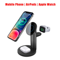 3 IN 1 magnetic Qi Wireless Charger Stand For Apple Watch AirPods Pro iPhone 12 Pro Max 12 Mini iWatch 6 5 4 3 15W Fast Charger
