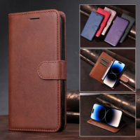 Pure Color Wallet Flip Leather Case For Moto E13 E20 E30 E40 E22 E22I E32 E32S E4 E5 E6 E6S E7 C Plus Play Phone Book on Cover