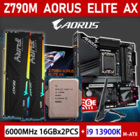 GIGATBYTE Z790M AORUS ELITE AX LGA1700 Motherboard DDR5 Kit CPU Core i9 13900K With Memory 32G 6000MHz RGB New Z790 PC Gaming
