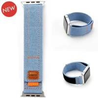 Canvas 44mm For Apple Watch Band Series 8 6 5 4 SE Nylon Denim Bracelet Strap For Apple Watch S9 Ultra band 49mm Wristband Belt