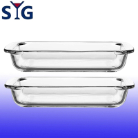 【SYG台玻】耐熱玻璃長方形烤盤1L(二入組)
