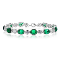 Romantic Emerald Diamond Bangle Bracelet 100% Real 925 Sterling silver Wedding Bracelets For Women Men Promise Party Jewelry