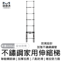 【歐德沐】多功能伸縮梯 傢用梯 折疊梯 人字梯 工作梯(2.7米 加強不鏽鋼管 防晃設計)