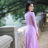 aodai vietnam clothing cheongsam aodai vietnam dress vietnamese traditionally dress cheongsam modern women aodai ao-dai purple