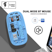 Ezren EZ-X1 Mouse Wireless Transparent Dual mode with USB Receiver 3 DPI Adjust Recharge Sky Blue