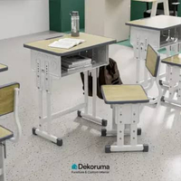 Dekoruma LETTO Set Meja dan Kursi Belajar Modern / Set Meja Kursi Siswa Les Sekolah dan Kantor MDF