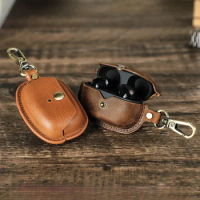 Retro Genuine Cow Leather Case For Sony WF 1000XM5 Wireless Earbuds Protective Bluetooth Earphone Boxes