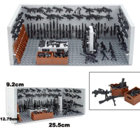 MOC Set WW2 Guns Military Weapon Storage Room Brick SWAT Soldiers Gun Accessories Building Block Toy Classic Military Leduo Gift