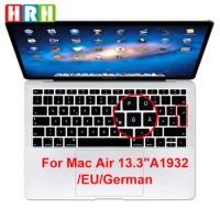 HRH Hot Sale Silicone German Keyboard Skin Cover for MacBook Air 13" A1932 with Touch ID 2018 Release Laptop Keyboard Protector