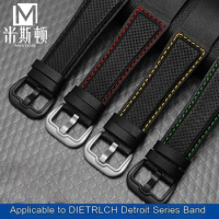 Suitable for Dietrich Men's Wrist Strap Integrated Cowhide Watch Strap OTC-AO1 OT-3 Swiss Fashion Brand Watch Chain Black 24mm