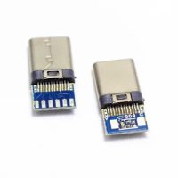 2pcs 24pin USB-C USB 3.1 Type C Male Plug Connector 56K 10NF Welding Type with PC Board Welded DIY Parts