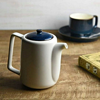 日本海鼠釉藍白茶壺_北歐深藍 茶壺 切立ちティーポット 茶こし付き 美濃燒 濾茶網 茶具 茶道 泡茶 陶壺 スーニャ型