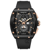 Alexandre Christie Chronograph AC 6608 MC Black Dial Black Rubber Strap Men's Watch