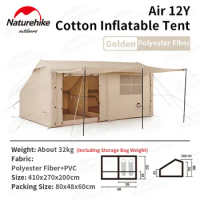 Naturehike Air 12Y Inflatable tent 2-4 People Polyester Fiber Camping Tent Travel Portable Large Space Luxury Tent Easy To Build