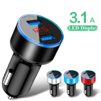 Dual USB Car Charger 15W 3.1A USB Phone Charger Power Bank For Xiaomi 10 11 Redmi 9A 9C 9T Note 10 9 8 Pro Mobile Phones Adapter