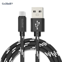 Go2linK 5V 2.1A quick charge cable 2m Type C cable USB 2.0 Chic Nylon line Metal Plug cable for xiaomi mi5 zuk z2 pro huawei p20
