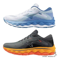 Mizuno 美津濃 女鞋 慢跑鞋 WAVE SKY 7 白藍/黑橘 J1GD230274/J1GD230271