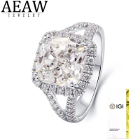 AEAW Jewelry IGI Cushion Cut Diamond Lab Created Vs1 G 5.62 Ct Solitaire Ring 14k White Gold 0.75ctw Engagement Ring For Woman