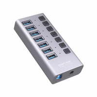 Digifusion 伽利略 USB3.1 Gen1 7埠 HUB 鋁合金 獨立開關 集線器-富廉網