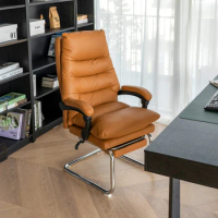 Orange Office Chair Lumbar Support Swivel Caster Wheels Boss Office Chair Ergonomic Comfort Sleep Leather Silla Gamer Furniture