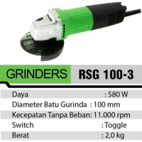 Mesin Gerinda Tangan Mini Angle Disc Grinder Ryu RSG 100-3 4 Inch 580W