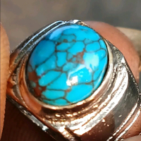Cincin Pria Batu Pirus Persia Mesir Urat Jala Biru Panci Harga Murah