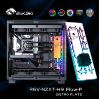 Bykski RGV-NZXT-H9 FIow-P,Waterway Plate Kit For NZXT H9 FIow Case,Pump+Fitting+Ratiador+Fan+Tube Combo Water Cooling System