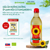 Dầu hướng dương ép lạnh hữu cơ Sungarden (1L) ( Top dầu ăn hữu cơ chứng nhận EU tại VN )