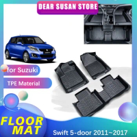 Car Floor Mat for Suzuki Swift 5-door 2011~2017 2012 2013 2014 Part Foot Panel TPE Liner Carpet Pad Custom Cover Rug Accessories
