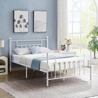 Queen Size Metal Platform Bed Frame With Headboard And Footboard,No Box Spring Needed Mattress Foundation/Underbed Storage Space