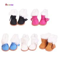 18''Doll Accessories Hot Sale Halloween Snow Downy Ankle Boots For 43 Cm New Born Baby Dolls Festival Gift Girl Shoes TOYS