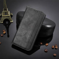 For Motorola Moto G34 5G leather retro self-attaching phone case Of Moto G34 5G case flip magnetic wallet cover