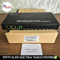 8 SFP + 2 LAN Gigabit Media Converter | FO to LAN ETH 1000Mb/s GbE FIBER OPTIC SW8002-SFP UtopTek | 