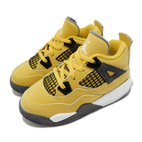 Nike 休閒鞋 Jordan 4 Retro TD 童鞋 經典款 喬丹4代 復刻 小童 閃電  黃 黑 BQ7670-700