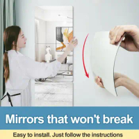 Scratch-resistant Mirror Tiles Removable Waterproof Full Length Mirror Tile Sticker Set Easy to Install Self Adhesive Full Body