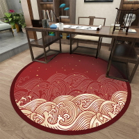 新中式圓形地毯中國風客廳臥室圓毯紅色仙鶴時尚國風茶幾墊床邊毯